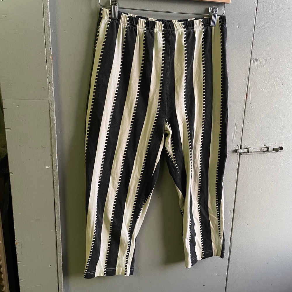 Black and White Vertical Stripe Lounge Pants Vintage